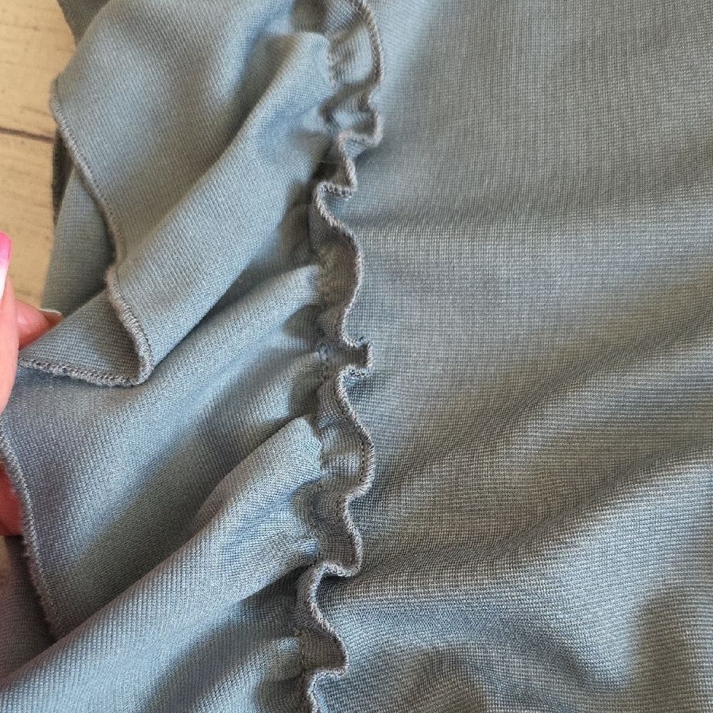 Elegant Gray Ruffle Top - Picture 3 of 5